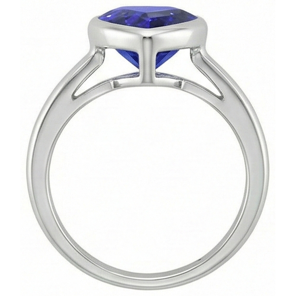 Natural Real ( Not Lab Grown )  Solitaire Heart Cut Bezel Set Sri Lankan Sapphire Ring 2.50 Carats