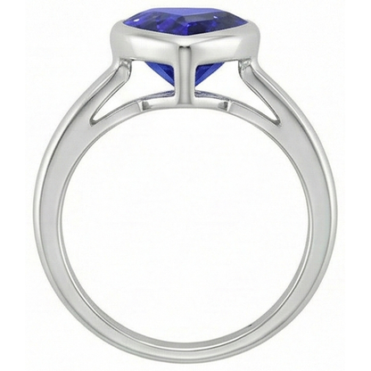 Natural Real ( Not Lab Grown )  Solitaire Heart Cut Bezel Set Sri Lankan Sapphire Ring 2.50 Carats