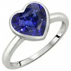 Natural Real ( Not Lab Grown )  Solitaire Heart Cut Bezel Set Sri Lankan Sapphire Ring 2.50 Carats