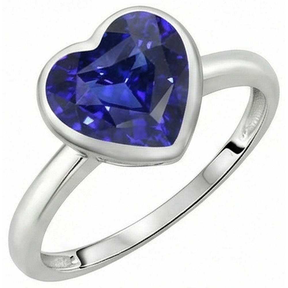 Natural Real ( Not Lab Grown )  Solitaire Heart Cut Bezel Set Sri Lankan Sapphire Ring 2.50 Carats