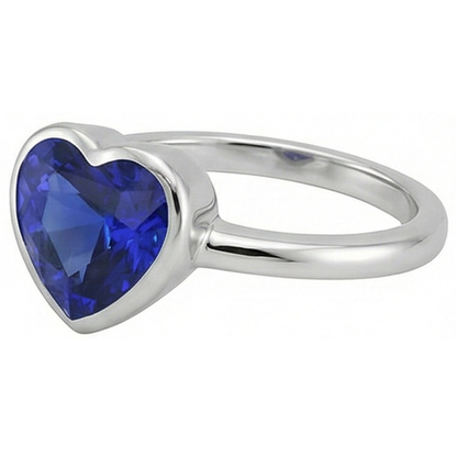 Natural Real ( Not Lab Grown )  Solitaire Heart Cut Bezel Set Sri Lankan Sapphire Ring 2.50 Carats