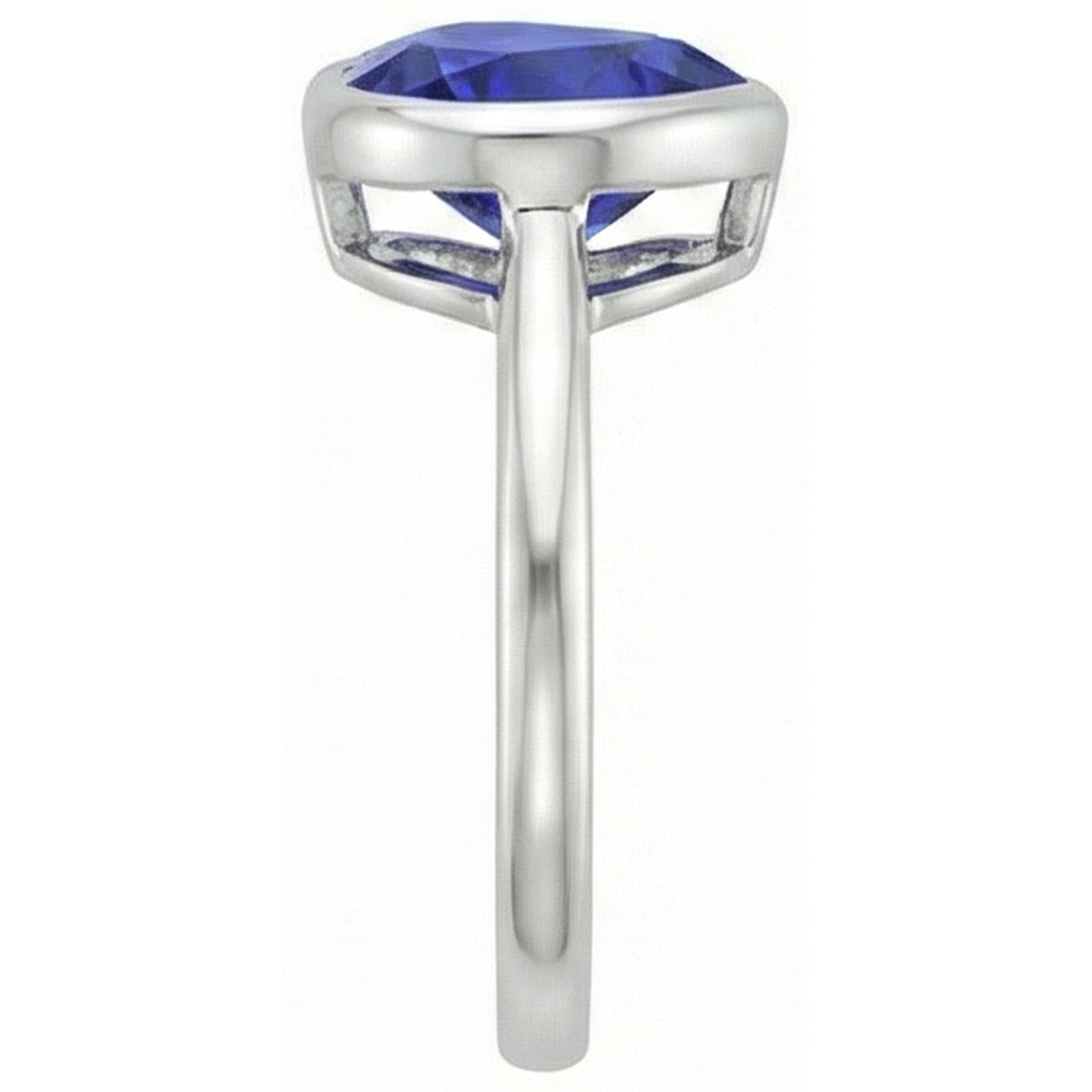 Natural Real ( Not Lab Grown )  Solitaire Heart Cut Bezel Set Sri Lankan Sapphire Ring 2.50 Carats