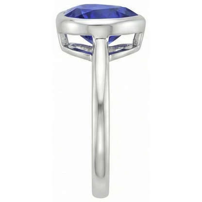 Natural Real ( Not Lab Grown )  Solitaire Heart Cut Bezel Set Sri Lankan Sapphire Ring 2.50 Carats