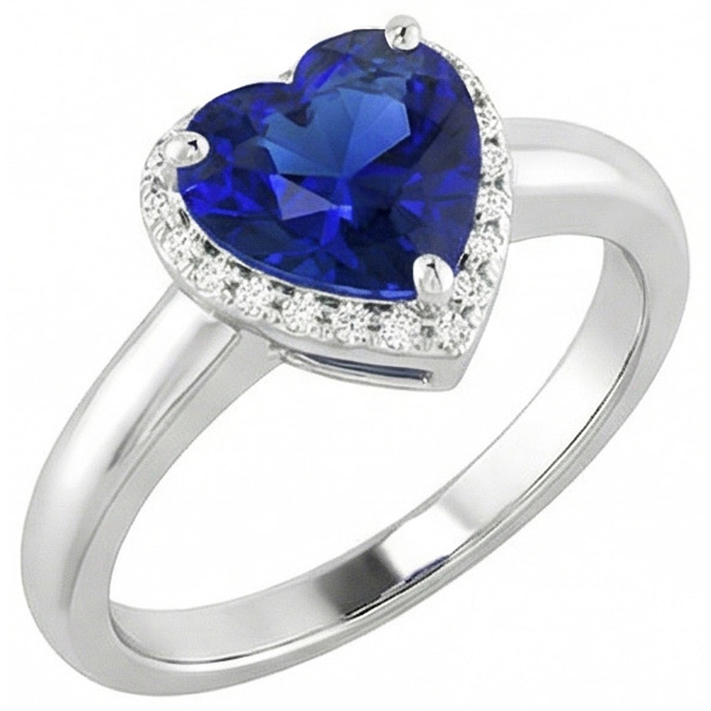 Natural Real ( Not Lab Grown )  Solitaire Heart Cut Ceylon Sapphire Gemstone Ring 2.50 Carats Gold 14K