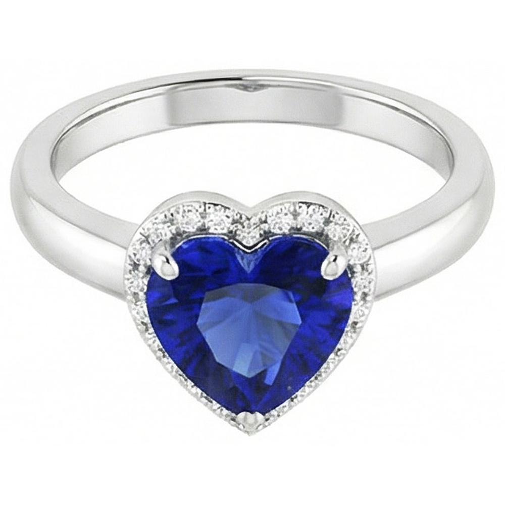 Natural Real ( Not Lab Grown )  Solitaire Heart Cut Ceylon Sapphire Gemstone Ring 2.50 Carats Gold 14K