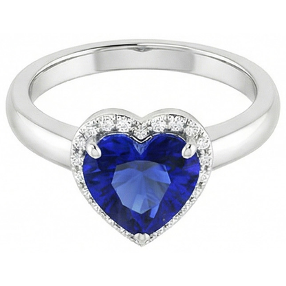 Natural Real ( Not Lab Grown )  Solitaire Heart Cut Ceylon Sapphire Gemstone Ring 2.50 Carats Gold 14K