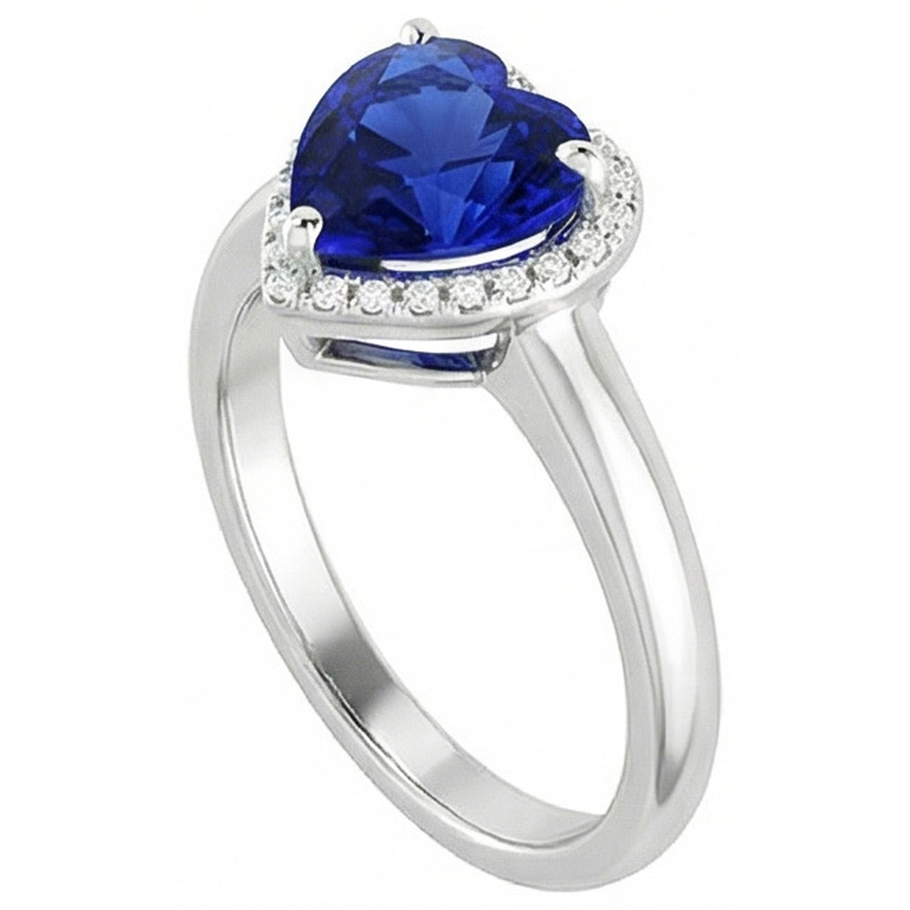 Natural Real ( Not Lab Grown )  Solitaire Heart Cut Ceylon Sapphire Gemstone Ring 2.50 Carats Gold 14K