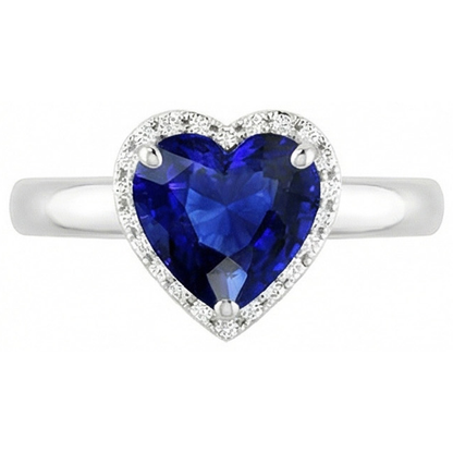 Natural Real ( Not Lab Grown )  Solitaire Heart Cut Ceylon Sapphire Gemstone Ring 2.50 Carats Gold 14K