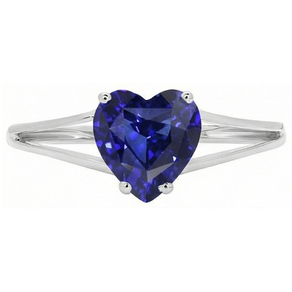 Natural Real ( Not Lab Grown )  Solitaire Heart Cut Ring Sri Lankan Sapphire Split Shank 2.50 Carats