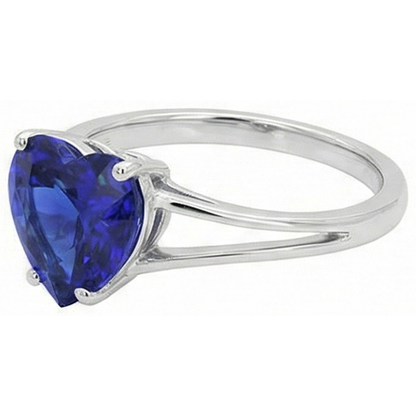 Natural Real ( Not Lab Grown )  Solitaire Heart Cut Ring Sri Lankan Sapphire Split Shank 2.50 Carats