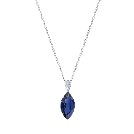 Solitaire Marquise Ceylon Sapphire Pendant With Chain