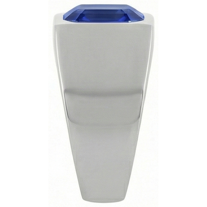IGI CERTIFIED Solitaire Men's Ring 1.50 Carats Flush Set Blue Sapphire Asscher Cut