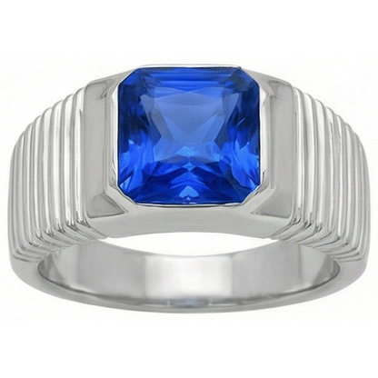 Natural Real ( Not Lab Grown )  Solitaire Men's Ring Radiant Ceylon Sapphire Flush Set 2.50 Carats