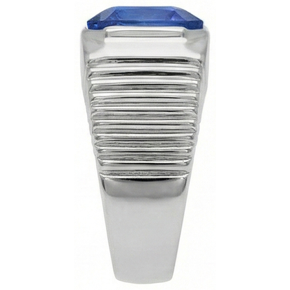 Natural Real ( Not Lab Grown )  Solitaire Men's Ring Radiant Ceylon Sapphire Flush Set 2.50 Carats