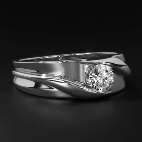 Solitaire Mens Wedding Band Round Cut