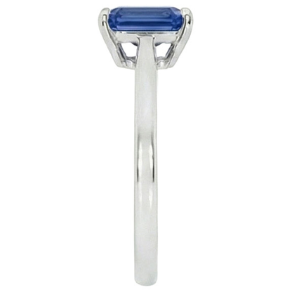Solitaire Natural Blue Sapphire Ring Emerald Prong Set 1.50 Carats