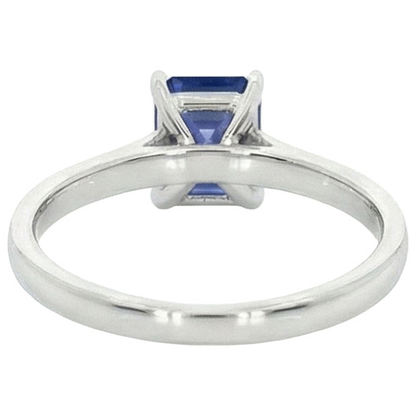 Solitaire Natural Blue Sapphire Ring Emerald Prong Set 1.50 Carats