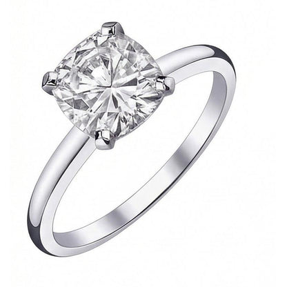 Solitaire Natural Earth Mined Diamond 2.01 Carat Cushion Ring