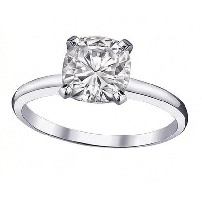 Solitaire Natural Earth Mined Diamond 2.01 Carat Cushion Ring