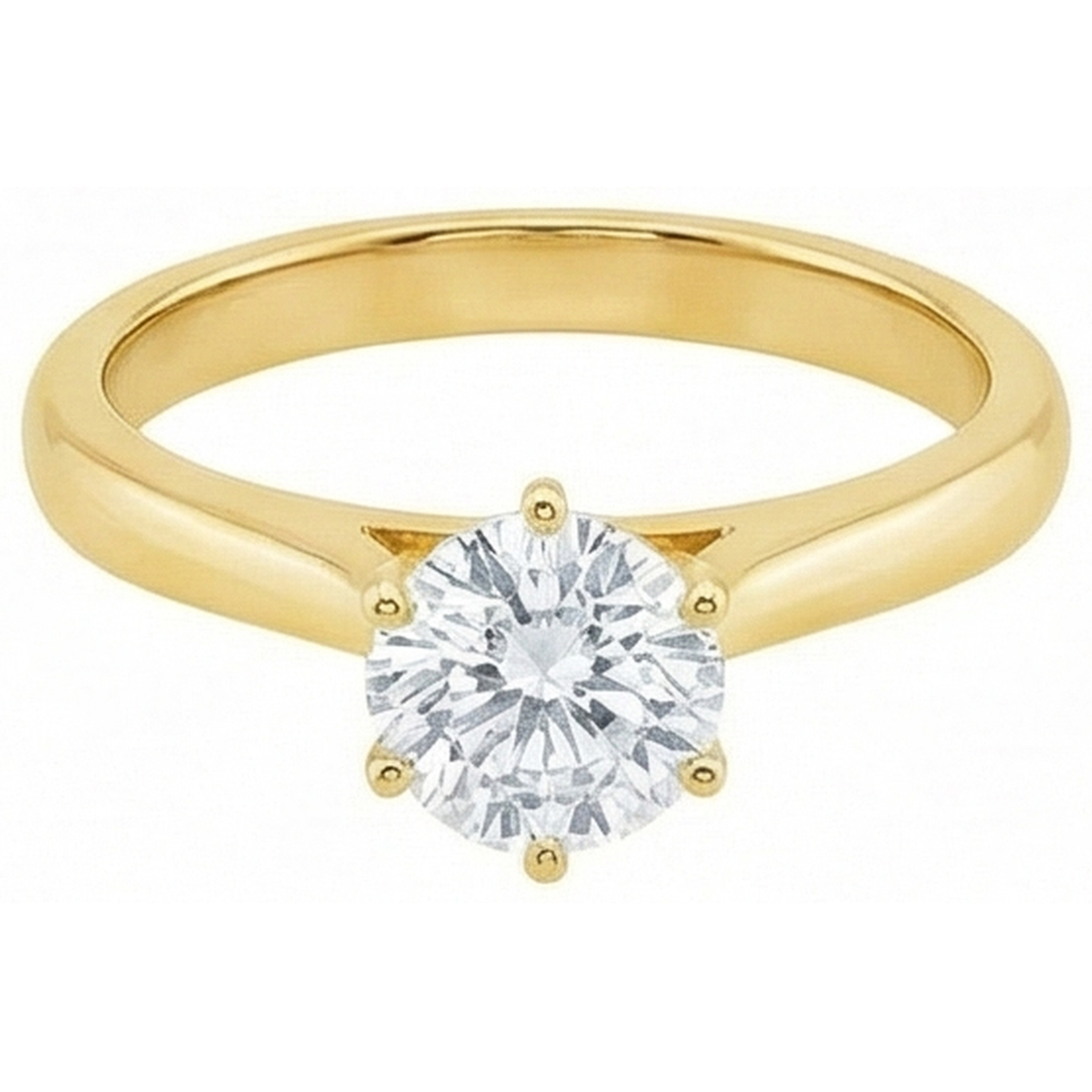 Solitaire Natural Earth Mined Diamond Engagement Ring Yellow Gold 1.51 Ct.