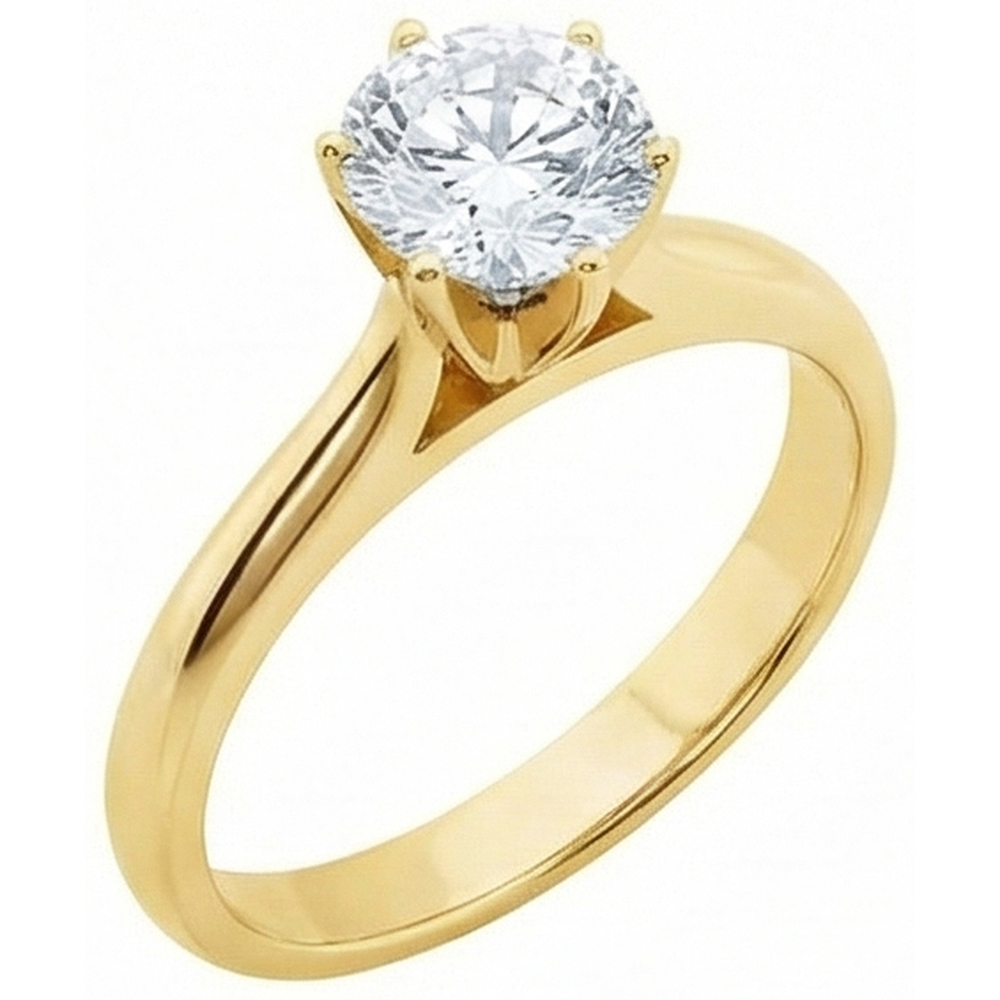Solitaire Natural Earth Mined Diamond Engagement Ring Yellow Gold 1.51 Ct.