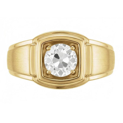 Solitaire Old Mine Round Cut Natural Diamond Ring 1.50 Carats White Gold 14K