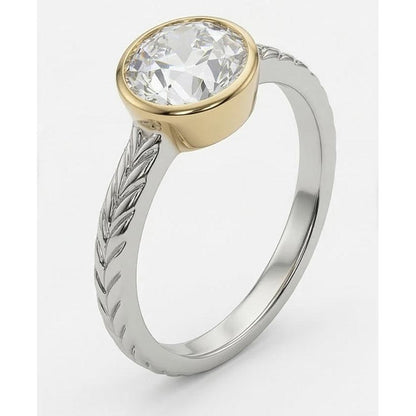 Solitaire Old Miner Natural Earth Mined Diamond Ring Bezel Set Vintage Style 1.50 Carats
