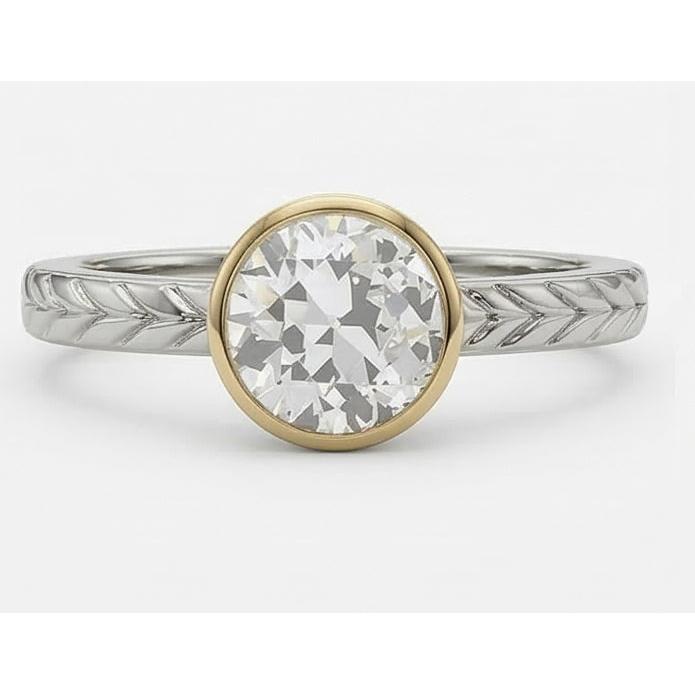 Solitaire Old Miner Natural Earth Mined Diamond Ring Bezel Set Vintage Style 1.50 Carats