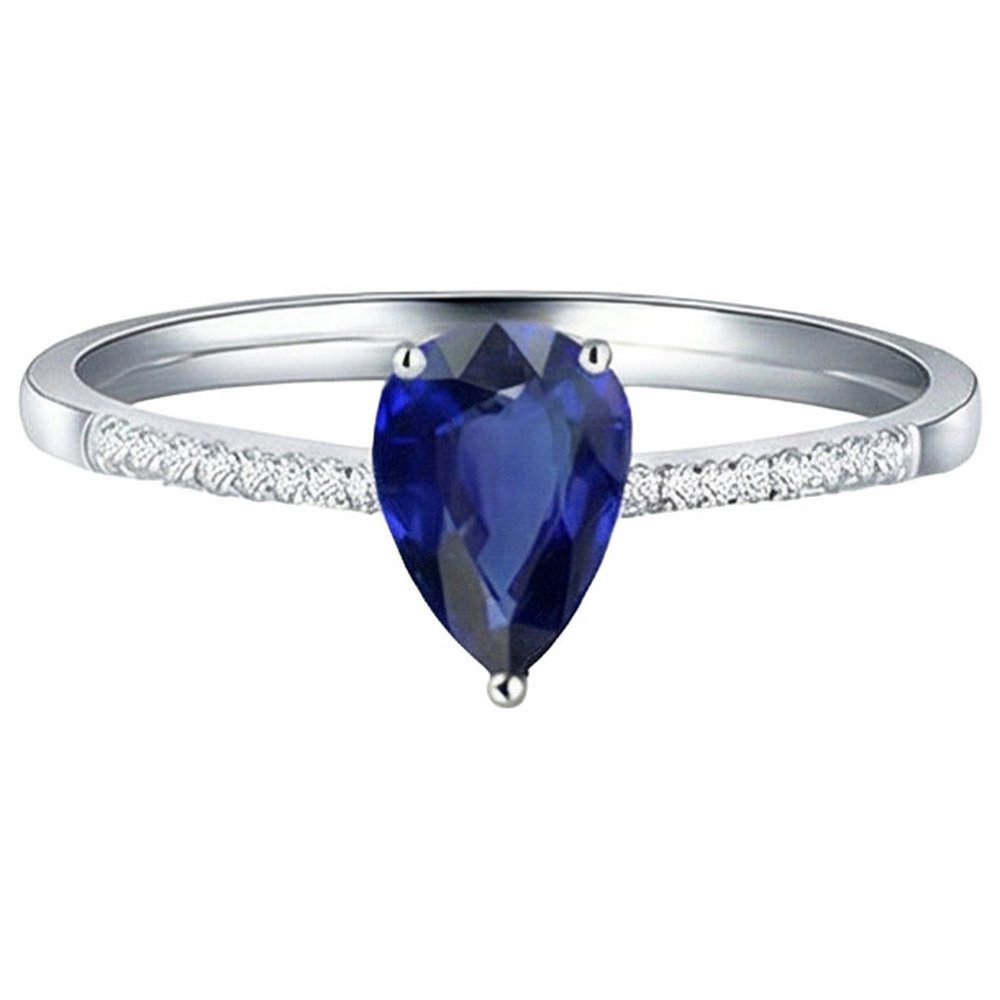 Solitaire Oval Blue Sapphire Ring With Natural Earth Mined Diamond Accents 2.50 Carats