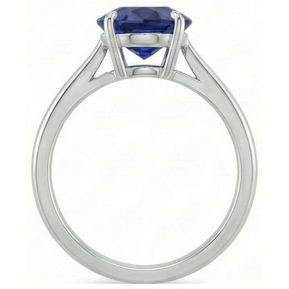 Natural Real ( Not Lab Grown )  Solitaire Oval Cut Blue Sapphire Ring 2 Carats White Gold 14K