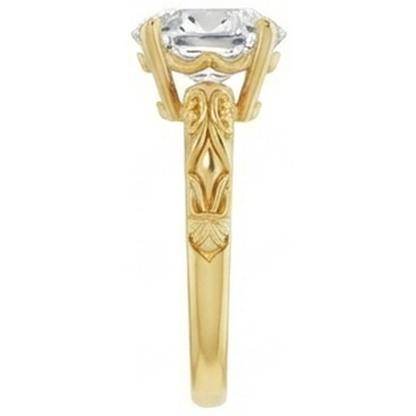 Solitaire Oval Mined Natural Real Diamond ( Not Lab Grown ) Old Cut Antique Style Yellow Gold Ring 3 Carats