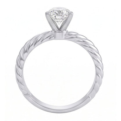 Solitaire Pear Natural Earth Mined Diamond 1.50 Carat Wedding Ring Rope Style Shank