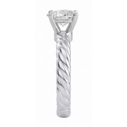 Solitaire Pear Natural Earth Mined Diamond 1.50 Carat Wedding Ring Rope Style Shank