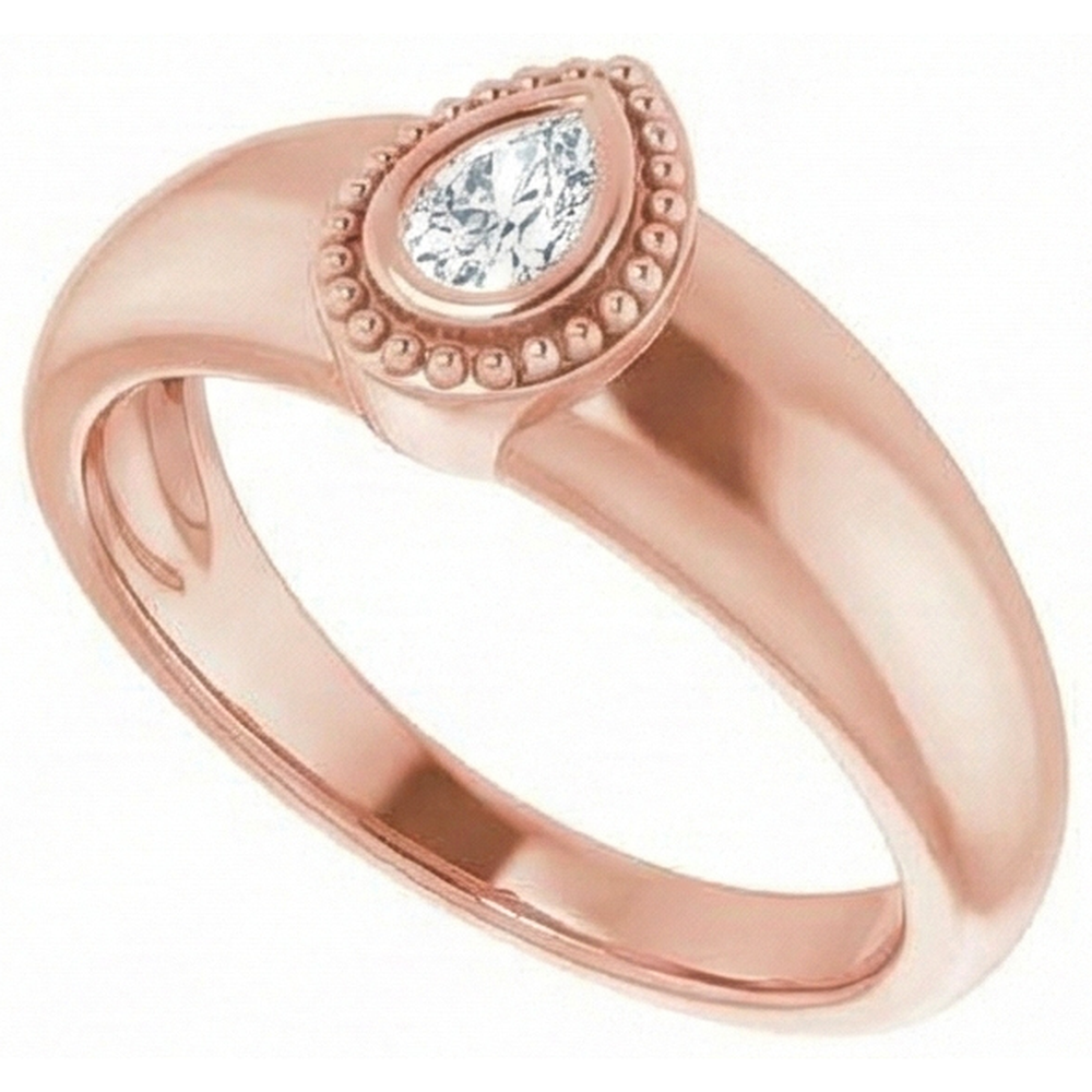 Solitaire Pear Old Cut Natural Earth Mined Diamond Wedding Ring Bezel Set Gold 1 Carat