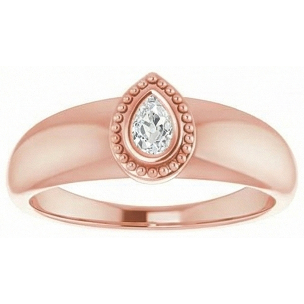 Solitaire Pear Old Cut Natural Earth Mined Diamond Wedding Ring Bezel Set Gold 1 Carat