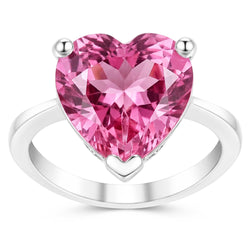Solitaire Pink Heart Kunzite 22.50 Ct Anniversary Ring White Gold