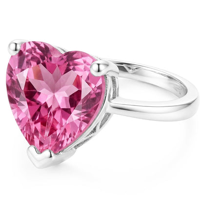 Solitaire Pink Heart Kunzite 22.50 Ct Anniversary Ring White Gold