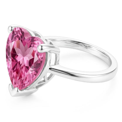 Solitaire Pink Heart Kunzite 22.50 Ct Anniversary Ring White Gold