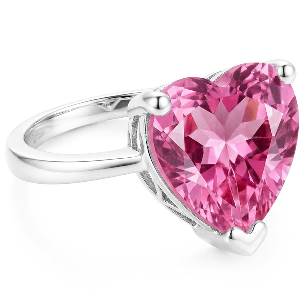 Solitaire Pink Heart Kunzite 22.50 Ct Anniversary Ring White Gold