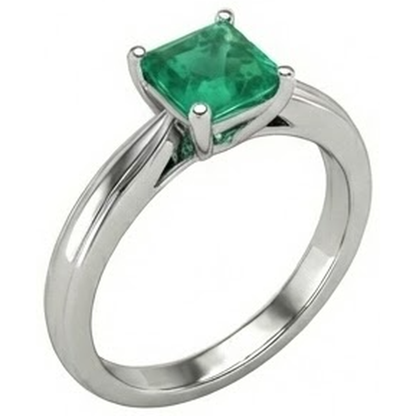 Natural Real ( Not Lab Grown ) Solitaire Princess Cut Green Emerald GIA 2.50 Carats Wedding Ring Gold White