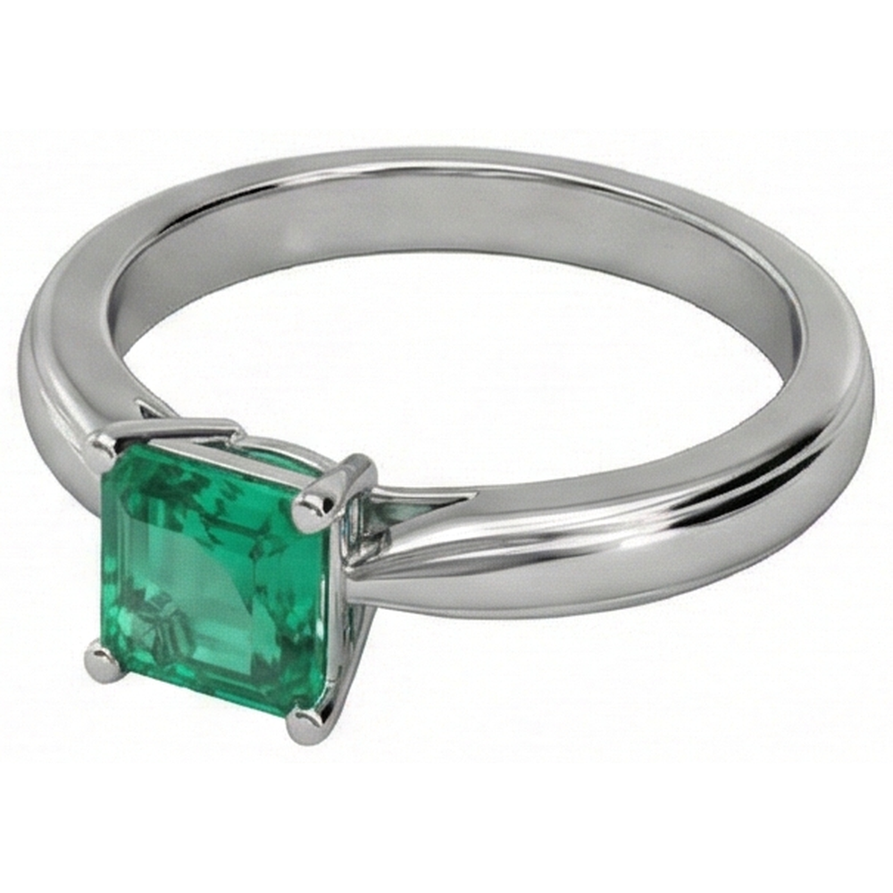 Natural Real ( Not Lab Grown ) Solitaire Princess Cut Green Emerald GIA 2.50 Carats Wedding Ring Gold White