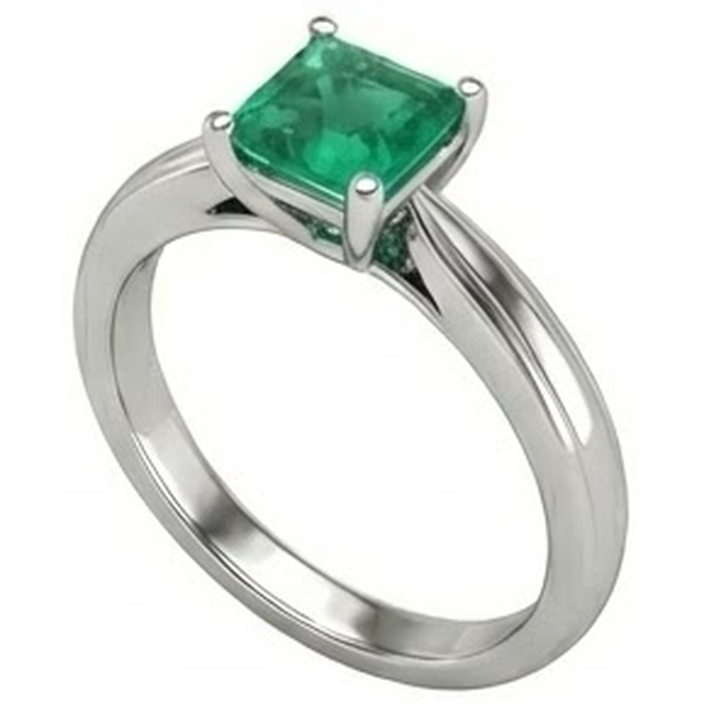 Natural Real ( Not Lab Grown ) Solitaire Princess Cut Green Emerald GIA 2.50 Carats Wedding Ring Gold White