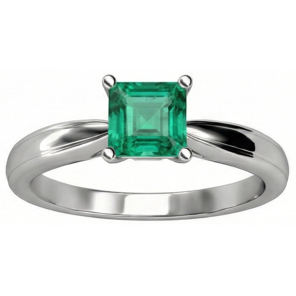 Natural Real ( Not Lab Grown ) Solitaire Princess Cut Green Emerald GIA 2.50 Carats Wedding Ring Gold White
