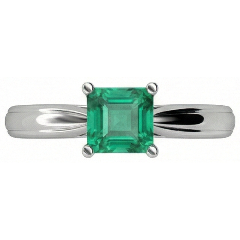 Natural Real ( Not Lab Grown ) Solitaire Princess Cut Green Emerald GIA 2.50 Carats Wedding Ring Gold White