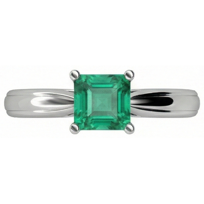 Natural Real ( Not Lab Grown ) Solitaire Princess Cut Green Emerald GIA 2.50 Carats Wedding Ring Gold White