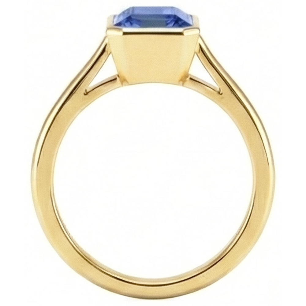 Natural Real ( Not Lab Grown )  Solitaire Ring Bezel Set Emerald Sri Lankan Sapphire 3 Carats