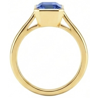 Natural Real ( Not Lab Grown )  Solitaire Ring Bezel Set Emerald Sri Lankan Sapphire 3 Carats