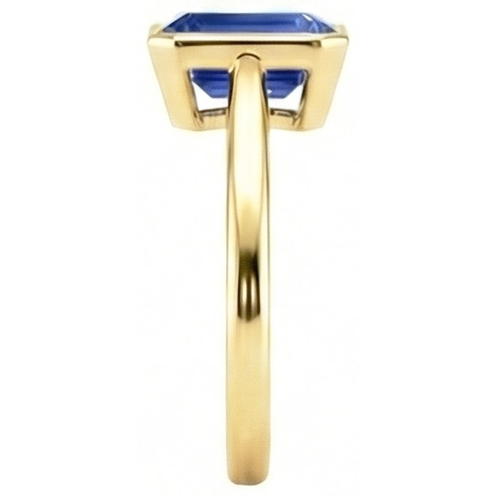 Natural Real ( Not Lab Grown )  Solitaire Ring Bezel Set Emerald Sri Lankan Sapphire 3 Carats