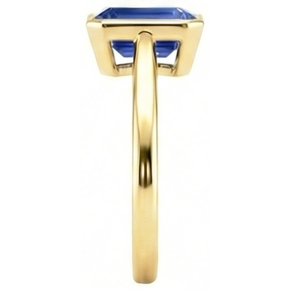 Natural Real ( Not Lab Grown )  Solitaire Ring Bezel Set Emerald Sri Lankan Sapphire 3 Carats