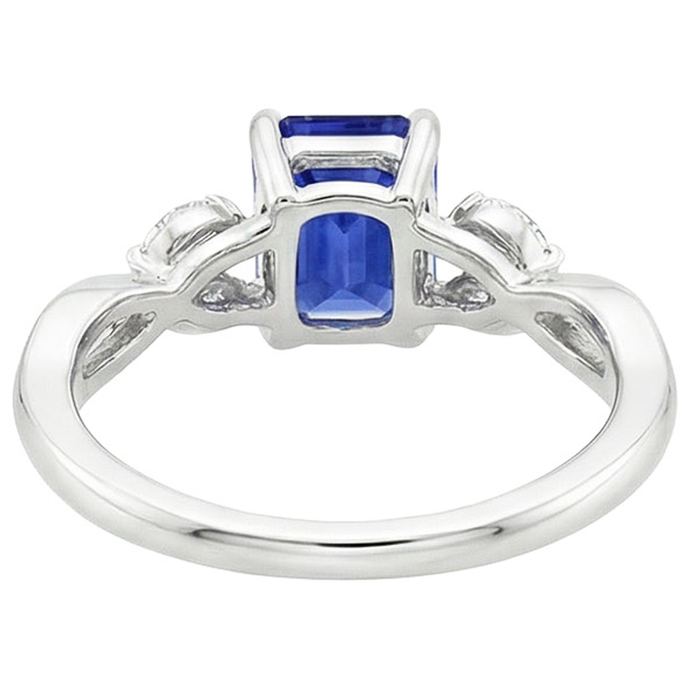 Solitaire Ring Emerald Blue Sapphire With Marquise Natural Earth Mined Diamonds 4 Carats